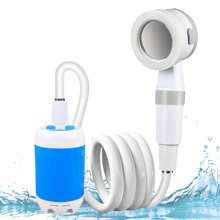 Douche de camping, douche de sécurité électrique portable, douche électrique à main, douche de randonnée en plein air, pour le bain en plein air, l'arrosage des plantes, le nettoyage des animaux, le lavage de voiture, l'équipement de camping, le dieu du bain pour la plage, portable pratique, dortoir, ménage, camping, douche simple, bain sans fil mobile, pompe à eau rechargeable