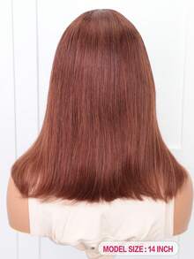 QVR QUEEN VIRGIN REMY 100%真人发T字型蕾丝前置波波头假发，带婴儿绒毛，原生雷米发，中分蕾丝假发，自然发际线，红棕色，女士无胶假发 - S33 - 查看 3