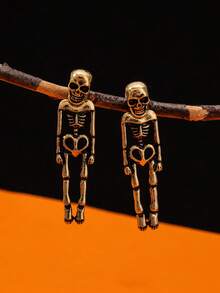 一对男女通用骷髅耳钉，适合万圣节