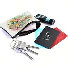 1 Set Diamond Painting Craft Kit, Ocean Animal Style Coin Purse Women Ins Zipper Mini Bag, Women Short Hanging Pouch With Keychain Card Holder, Made With Crystal Round Diamond DIY, Suitable For Daily Travel Carry-On Storage