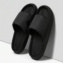 1 par de chanclas de plataforma gruesa estilo nube para mujer, sandalias de verano de playa con suela suave de EVA antideslizante, pantuflas para el baño y el hogar