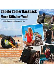 1pc Cooler Backpack Insulated Leakproof Waterproof Backpack Cooler Bag 30 Cans, Large Capacity Lightweight Travel Camping Beach Backpack Cooler Ice Chest For Men And Women Bag For School School Accessories School Stuff - Multicolor - View 7