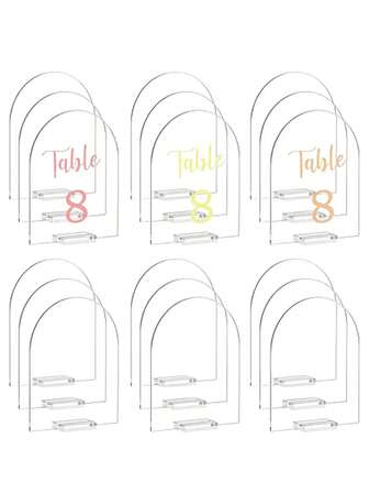 20PCS/10 Set Transparent Rectangular Acrylic Card With Wooden Base, Wedding Party Guest List Seat Card, Blank Acrylic Board For Seat Logo, Suitable For Weddings, Banquets, Parties, Offices Valentine DAY, Valentines Wedding, Birthday