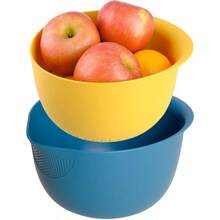 QY Rice Strainer And Kitchen CoLAN Der Set Strain Rice Quinoa And Small Grains Soak Wash And Drain Vegetables And Fruit 4 Quart Bowl Teal Blue And Sunburst 2216 - Màu xanh lam - Xem 1