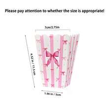 20/10/5pcs Pink Bow Popcorn Box Striped Paper Bags, Party Bags, Candy Boxes, Excellent For Themed Celebrations, Party Decorations | Elegant Party Boxes | Decorative Popcorn Boxes, Bow Decor - Bow Popcorn Box - View 5