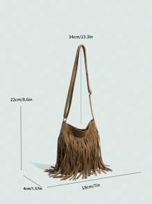 Bolso de hombro con flecos vintage para niñas de 14+ años, bolso de bandolera: Ligero, de gran capacidad, con correa ajustable, de moda para uso al aire libre