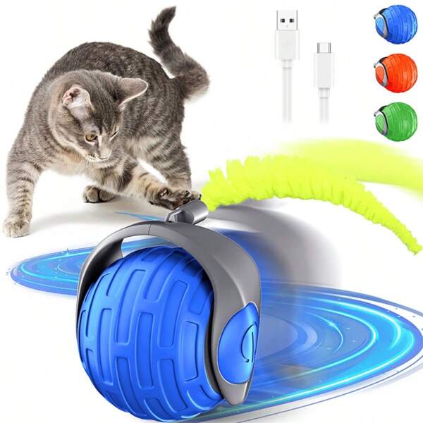 1pc Electric Cat Toy, Happy Puppy, Happy Dog Ball Toy, 360° Automatic Dog Ball Interactive Dog Toy, Suitable For Dogs And Cats Small Pets Of Various Sizes And Ages. According To The Principle Of Friction, The Rolling Speed Will Be Different On Different Surfaces. It Is Recommended To Play On Smooth Carpet.