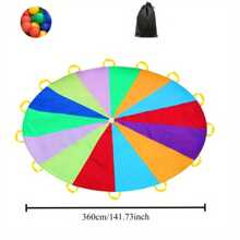 1PC Hand Thrown Parachute Is Used For Team Sports, Hand Thrown Rainbow Parachute, Outdoor Music Festival Roof Decoration, Throwing Sandbags And Rainbow Balls As Gifts For Family Gatherings. 10 Balls Will Be Randomly Shipped As Gift Colors. Thank You.