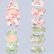 (Colocación de patrones al azar) Ropa solo para muñeca Labubu de 17 cm, Conjunto de pijama lindo, Ropa de muñeca de peluche Labobo con forma de corazón y macarrón, Compatible con Labubu - Multicolor - Ver 2
