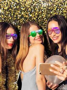 6/12pcs LED Light Up Glasses, Multi- Colors Shutter Shade Glow Glasses, Wireless Flashing Luminous Glasses, 3 Modes Flashing Light Party Glasses, Glow In The Dark Party Supplies, Party Gifts Birthday Party Gifts(Random Color)