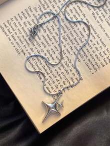 1pc Fashion Star & Thorn Decor Pentagram Pendant Necklace, Suitable For Daily Wear, Gifts, Holiday Parties - Multicolor - View 4