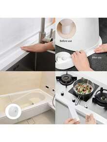 1 Roll Of Waterproof White PVC Self-Adhesive Tape -Perfect For Bathroom, Sink & Kitchen -Super Strong Stickiness! Home Bathroom Decor Summer Back To School - trắng - Xem 6