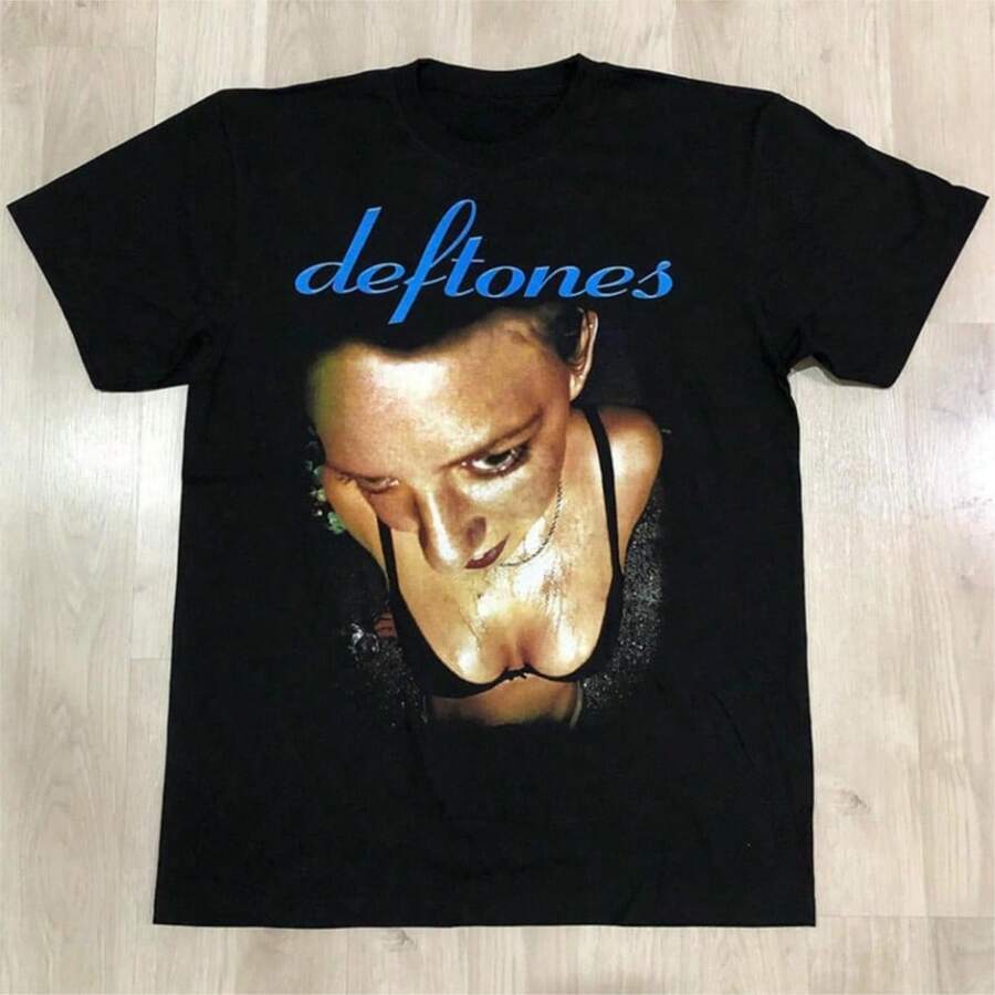 BREATHABLE COOL Refreshing Summer Deftoness Heavy Metal Band Short SLEEs Ve Vintage High Street Cotton T-Shirts Luxury Brand Cotton Men's And Women's T-Shirts - 黑色 - 查看 1