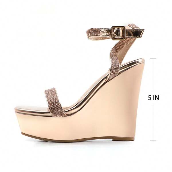 Women's Heeled Sandals Sloping Platform Open Toe Comfort Chunky Heels Rhinestone Pumps Strappy Wedge Sandals For Women WEGO-5