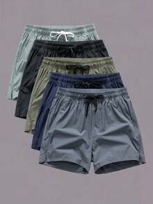 Men's Breathable Ice Silk Gym Sport Shorts, Running Training Fitness 3/4 Pants, Unisex Outdoor Beach Shorts - 灰色 - 查看 1