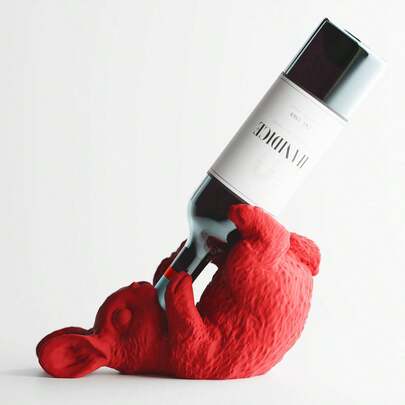 ORIZZONTE Porta-garrafas decorativo em forma de coelho em estilo divertido - Porta-vinhos, design irônico para cozinha, mesa, bar ou presente original para amantes de vinho, 27 * 11,9 * 16,3 cm, 100% fabricado na Itália