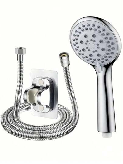 3pcs/Set 5-Setting High Pressure Handheld Shower Head Kit - Multi-Function Bathroom Shower Head Set With 59-Inch Hose And Easy Install Wall Mount Bracket, Ideal For Wall Mounted Shower, Modern Bathroom, Outdoor Shower And RV, Holiday Gift & Bathroom Renovation