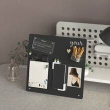 Magnetic Bulletin Board With Stand - 11.4x11.8 Inch Black Metal Tabletop Organizer With 4 Strong Magnets & Clips, Sleek Modern Design For Home Office, Classroom, Workspace - Magnetic Display Board, Office Organization, Minimalist Style, Sturdy Construction, Corporate Setup