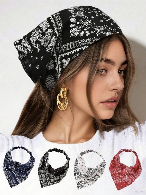Women Bandana 1pc Women's Fashion Paisley Print Headband, Sun-Protective Sweat-Absorbent Elastic Headwrap, Suitable For Outdoor Sports, Street & Hip-Hop Style Hair Accessories, School Stuff, College Autumn Accessories Fall Winter Hair Band For Vacation Outfits Woman