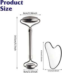 Stainless Steel Roller & Stainless Steel Gua Sha Set Comb - Fragrance Free, Hand Beauty Tool For Face, Eyes, Neck, Forehead - 彩色 - 查看 10