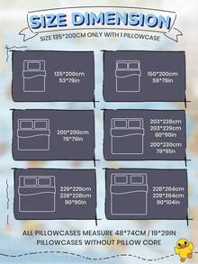 2/3 件 LT DUCK 羽绒被套套装，小黄鸭床上用品套装，亲肤被套套装，卡通风格被套套装，柔软舒适的卧室床上用品套装，带拉链封口角带，透气、轻盈、光滑，适合所有季节，适用于单人床/大号床/特大号床，1 件羽绒被套和 2/1 件枕套，完美的节日礼物，秋季装饰，秋季装饰，房间装饰 - 彩色 - 查看 3