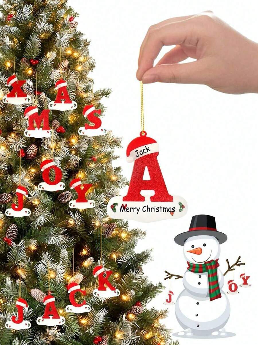 1pc Christmas Tree Decoration Letter Pendant 26 Letters Acrylic Pendant Xmas New Year Decor Ornament Home Holiday,Christmas Tree Ornaments For Ornament Personalized,Christmas