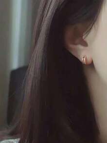 BALMORA 1 Pair Fashionable S925 Sterling Silver C-Shaped Geometric Full Zirconia Earrings, Suitable For Women's Daily Wear, Can Be Given As A Gift