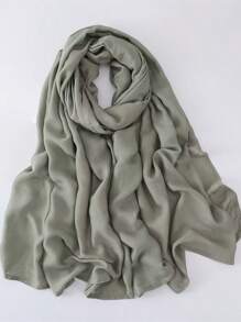 1pc Modal Viscose Solid Muslim Hijab, Fashion Breathable Plain Lightweight Headscarf, Double Needle Lockstitch Refined Edging Craftsmanship, Women Scarf For Lady, Suitable For All Seasons