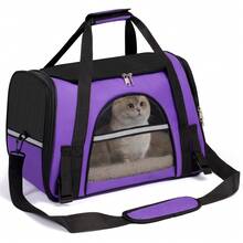 Secure Zipper Anti-Escape Pet Carrier Backpack | Spacious Ventilated Foldable Cat/Dog Travel Bag | Car & Airline Approved Collapsible Cage With Breathable Design - Màu tím - Xem 1