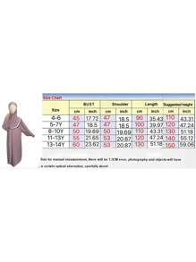 5-13 Years Old Muslim Girls' Abaya Dress (Multiple Colors Available), Traditional Arabic Style Habaya, New Fashionable Muslim Girls' Outfit, Breathable Loose Pink Floral Design With Headscarf (Multiple Colors Available)