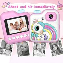 Instant Print Camera For Kids, Christmas Birthday Gift For 6 7 8 9 10 Years Old Girls, Kids Camera Instant Print, Portable Travel Camera Toy For 3-12 Years Old Girls, Fun & Educational Toy For Boys & Girls