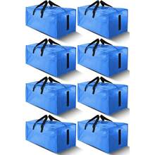 Local Delivery 8 Pack Large Heavy Duty Moving Storage Totes With Zippers And Carrying Handles - Water-Resistant, Foldable For Space Saving, Alternative To Moving Boxes (Semi-Transparent) - Sky Blue - View 8