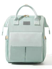 Bolso multifuncional para mamá, bolso de pañales para maternidad con estilo de mochila y portátil, de gran capacidad, para uso en exteriores - Beis - Ver 2