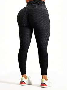 Plus 女士纯色格子运动紧身裤