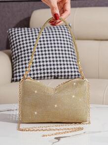 Glitter Rhinestone Decorated Handbag, Ladies Party Clutch Bag For Holding Phone, Lipstick, Perfect For Formal Events