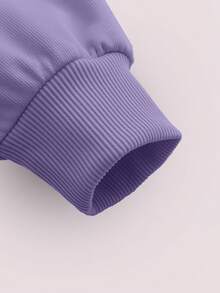 少女返校季蝴蝶结印花圆领套头卫衣 - 柔软、可机洗、百搭 - 秋冬休闲穿搭 - 紫色 - 查看 6