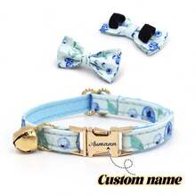 Customizable Polyester Pet Cat Bell Collar, With Customizable Names And Phone Numbers, As Well As Optional Bows And Leashes, Suitable For Party Occasions And Festivals,Cat Gift - Multicolor - View 9