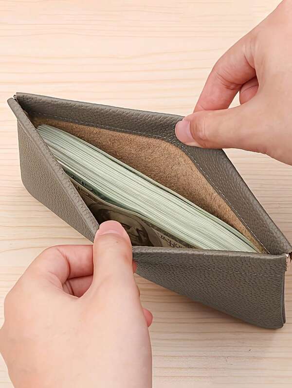 1 Piece Of Self-Closing Genuine Cowhide Long Wallet Passport Driver's License Document Holder Earphone Data Cable Storage Cash Storage Bag Cosmetic Bag For Women Wallet Purse Wallet Mini Wallet Wallet