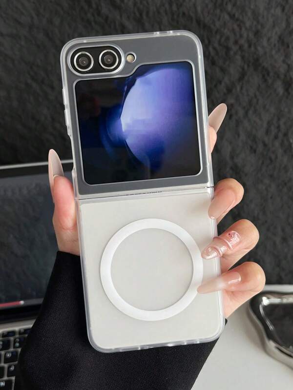 Luxury Matte Magnetic Transparent Case Compatible With Samsung Galaxy Z Flip 6 5 4 3 Flip 6 Clear Shockproof Hard Slim Cover