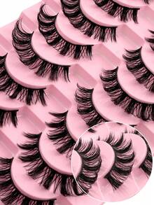 10 par 15 mm ryska D-Curl lösögonfransar i minkfärg, extra långa remsögonfransar - Fluffiga fransar - Visa 6