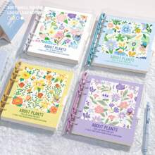 120 页透明方形笔记本，花卉图案可拆卸便携式日记本口袋便笺本，适用于学校用品，返校 - 彩色 - 查看 1