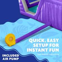 Sunny & Fun Four Corner Inflatable Water Slide Park – Heavy-Duty For Outdoor Fun - Climbing Wall, Slide & Deep Pool – Easy To Set Up & Inflate With Included Air Pump & Carrying Case - Water Slides For Kids Backyard - Purple - View 8