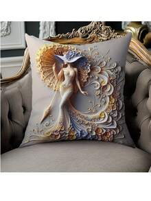 1 件/2 件花卉浮雕枕套，2D 单面印花，信封封口，18x18 英寸，适合感恩节、圣诞节、结婚纪念日、新年礼物、生日礼物、情侣礼物，非常适合家居装饰靠垫套、汽车、沙发、卧室 - 彩色 - 查看 6