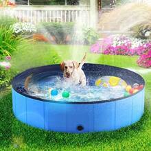 便携式狗池，可折叠宠物游泳池，防滑可折叠宠物浴缸，硬塑料宠物浴池，适用于狗和猫 - 彩色 - 查看 4