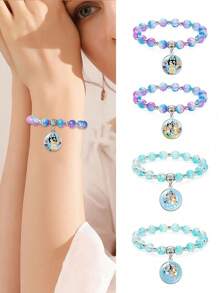 Bluey 1 قطعة سوار أنمي لعائلة كلاب بلوي وبينجو، أساور كاواييي أنيقة، هدية تذكارية لحفلات الأعياد والمناسبات، إكسسوارات زخرفية