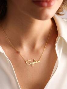 Personalized Name Necklace With Birthstone, Silver Birthstone Name Necklace, Customized Name Necklace, Personalized Gift, Gift For Mom - Multicolor - View 3