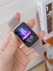 1pc Men Women Fashion Luxurious Metal Magnetic Strap Compatible With Huawei Smart Wristbands Fit 1/Fit 2/Fit 3/Fit 4 Wristband Bracelet Compatible With HuaWei Series Fit 1 2 3 4 Strap Accessories