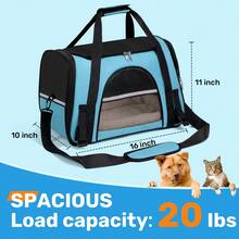 Secure Zipper Anti-Escape Pet Carrier Backpack | Spacious Ventilated Foldable Cat/Dog Travel Bag | Car & Airline Approved Collapsible Cage With Breathable Design - Lake Blue - 查看 3