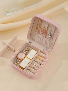 1/6/12件装便携式首饰盒，带镜子，旅行首饰收纳盒，多功能首饰整理盒，ins风设计，抗氧化大容量首饰盒，可收纳耳环、戒指、项链、吊坠、口红及其他饰品。是情人节礼物、母亲节礼物、化妆品旅行收纳盒、必备礼品盒、拉链饰品收纳盒、美甲用品收纳盒以及房间装饰的理想之选。 - 彩色 - 查看 4