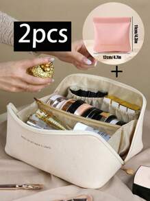 1 Pezzo Grande Borsa Cosmetica Impermeabile In PU Per Strumenti Di Bellezza E Articoli Da Toeletta Delle Donne, Borsa Da Viaggio Multifunzionale Per Il Lavaggio, Borsa Da Trucco Estiva, Custodia Per Cosmetici, Borsa Per Cosmetici, Borsa Da Toeletta, Cubi Per Imballaggio, Articoli Da Viaggio, Accessori Per Crociere, Accessori Per Dormitori, Organizer Per Il Trucco, Accessori Da Bagno, Articoli Per Il Ritorno A Scuola
